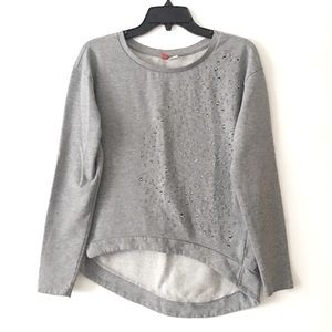 Grey Distressed Hi Low Sweatshirt from H&M